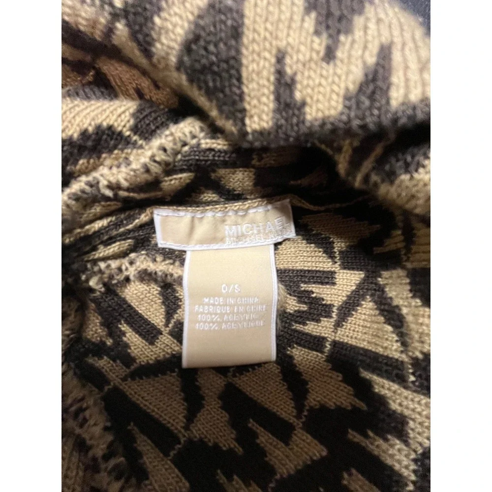 Michael Kors Womens‎ Monogram Logo Knit Beanie Hat Brown Tan One Size O/S